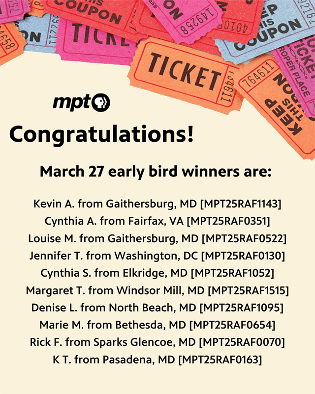 MPT Raffle March 27 Early Bird Winners