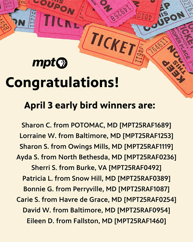 MPT Raffle April 3 Early Bird Winners