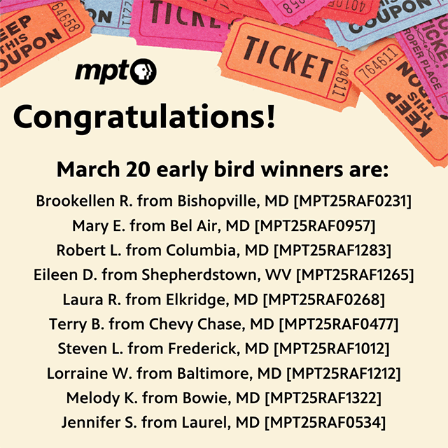 MPT Raffle March 20 Early Bird Winners